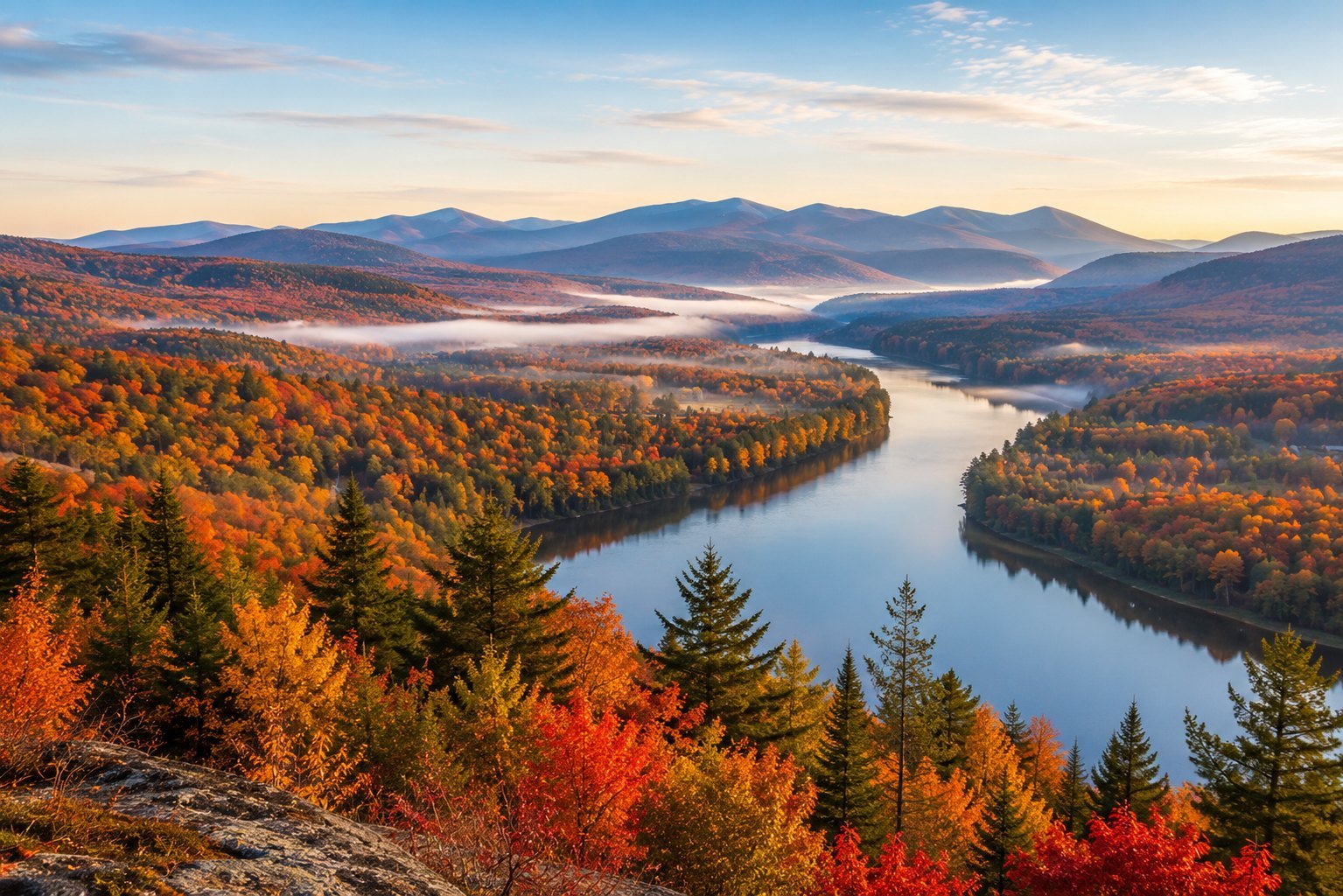 The Androscoggin River valley in autumn near Rumford